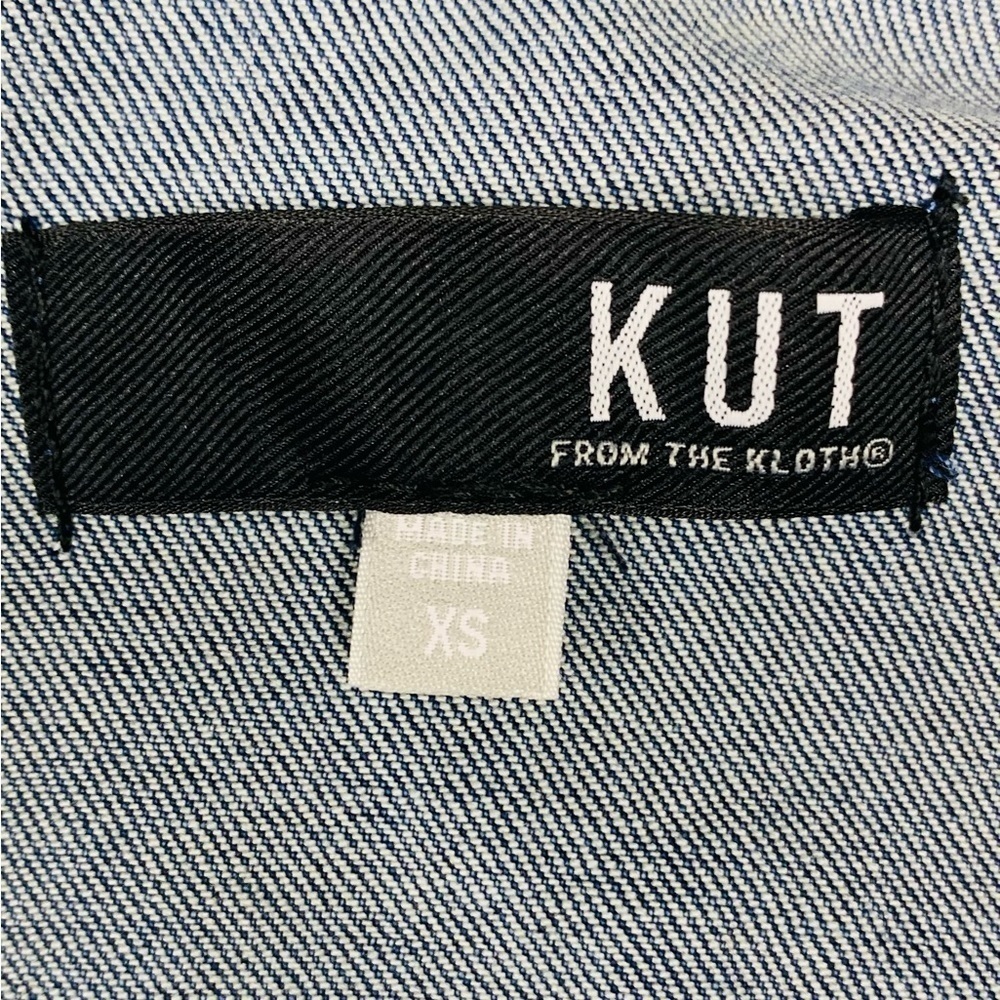 Kut From the Kloth Brene Raw Hem Women’s Stretch Blue Denim Jacket SZ XS! - Picture 6 of 10